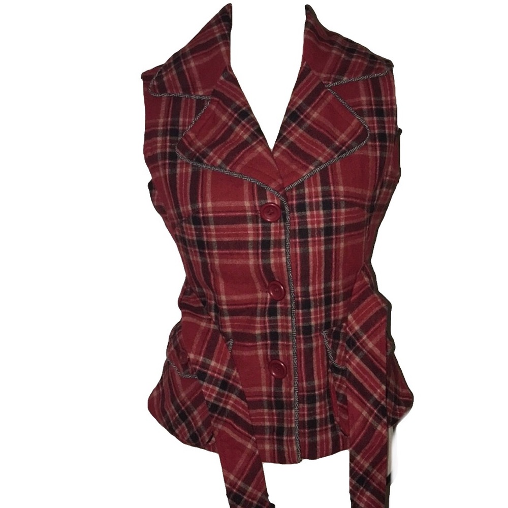 Harold’s plaid lined vest size XS pre owned